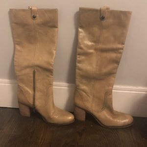 Vince Camuto Beige Leather Tall Boots- Sz9